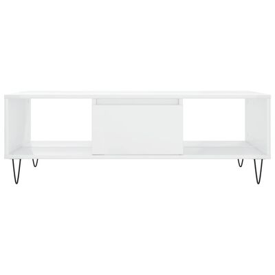 vidaXL Mesa de centro 104x60x35 cm derivados madeira branco brilhante