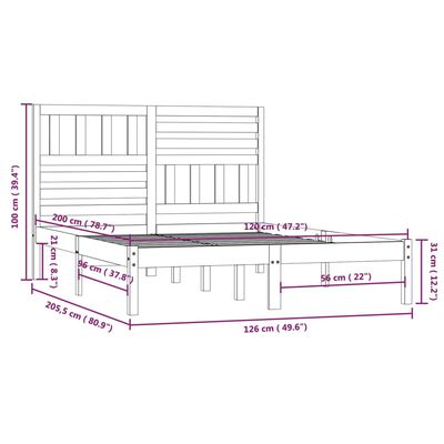 vidaXL Estrutura de cama 120x200 cm pinho maciço branco