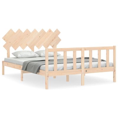 vidaXL Estrutura de cama com cabeceira 140x190 cm madeira maciça