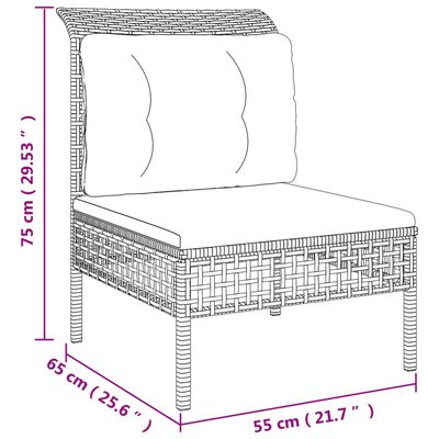 vidaXL 5 pcs conjunto lounge de jardim c/ almofadões vime PE cinzento