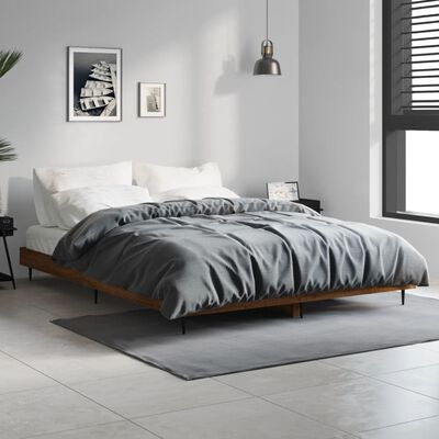 vidaXL Estrutura de cama 135x190cm derivados madeira carvalho castanho