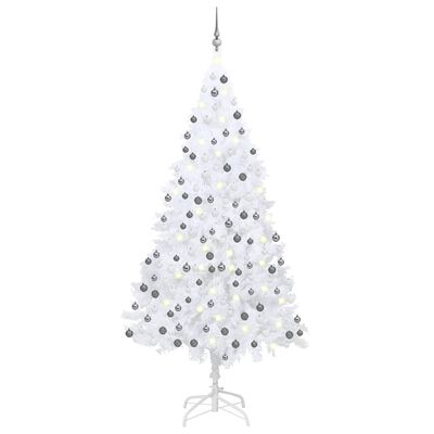 vidaXL Árvore Natal artificial pré-iluminada c/ bolas branco