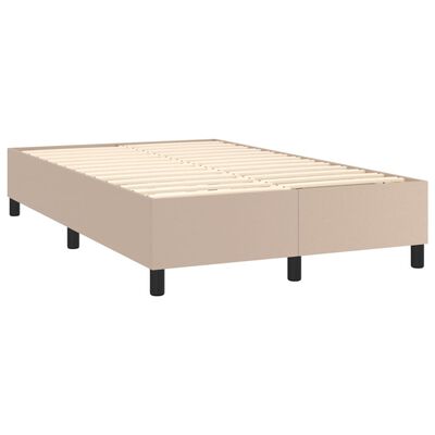 vidaXL Cama com molas/colchão 120x200 cm couro artificial cappuccino