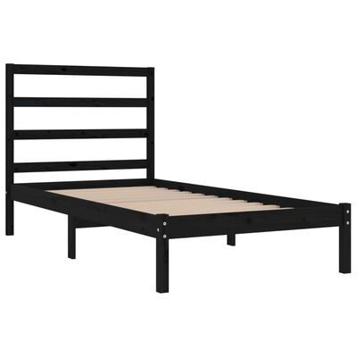 vidaXL Estrutura de cama solteiro 90x190 cm madeira maciça preto