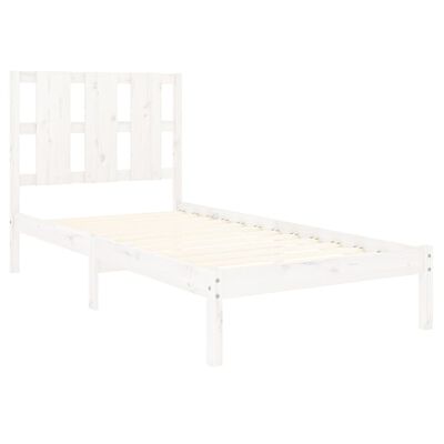 vidaXL Estrutura cama pequena solteiro 75x190 cm madeira maciça branco