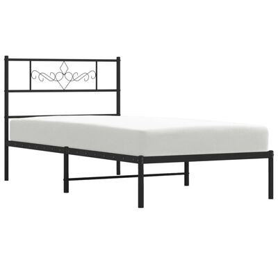 vidaXL Estrutura de cama com cabeceira 100x200 cm metal preto