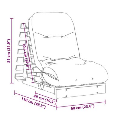 vidaXL Sofá-cama futon c/ colchão madeira de pinho maciça castanho-mel