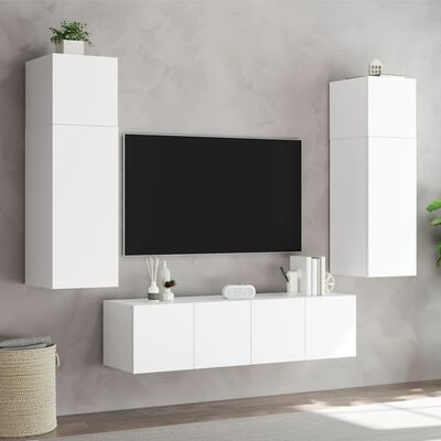 vidaXL Móveis de parede p/ TV com luzes LED 2 pcs 80x35x31 cm branco