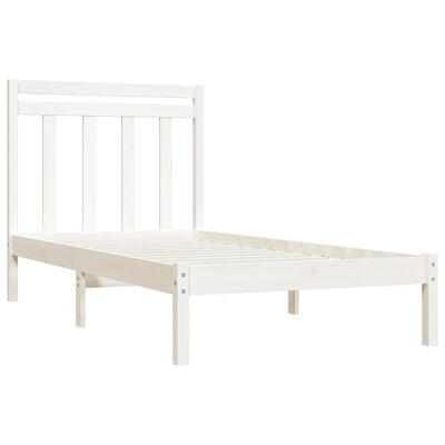 vidaXL Estrutura cama de solteiro 90x190 cm madeira maciça branco