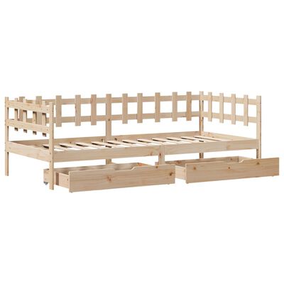 vidaXL Sofá-cama com gavetas 80x200 cm madeira de pinho maciça