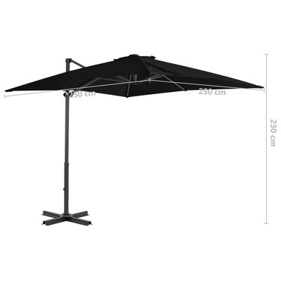 vidaXL Guarda-sol cantilever com poste de alumínio 250x250 cm preto