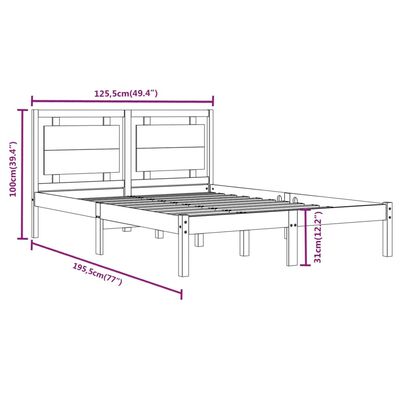 vidaXL Estrutura cama pequena casal 120x190 cm pinho maciço branco