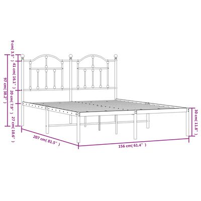 vidaXL Estrutura de cama com cabeceira 150x200 cm metal branco