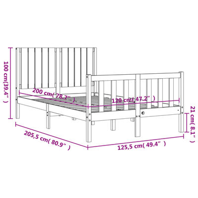 vidaXL Estrutura de cama com cabeceira 120x200 cmmadeira maciça