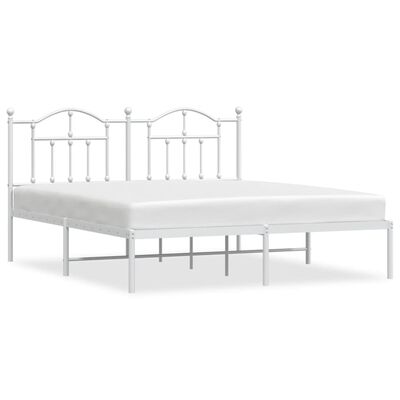 vidaXL Estrutura de cama com cabeceira 160x200 cm metal branco