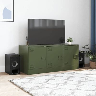 vidaXL Móvel de TV 99x39x44 aço verde azeitona