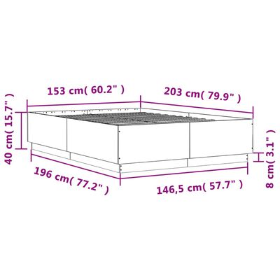 vidaXL Estrutura de cama 150x200cm derivados madeira carvalho castanho