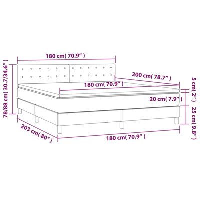 vidaXL Cama box spring c/ colchão/LED 180x200 cm veludo verde-escuro