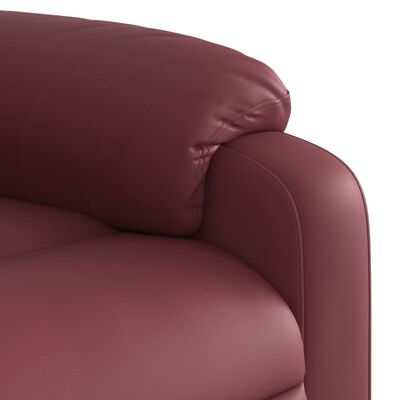 vidaXL Poltrona massagens reclinável couro artificial vermelho tinto