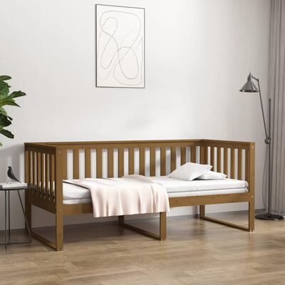 vidaXL Sofá-cama 90x190 cm madeira de pinho maciça castanho mel