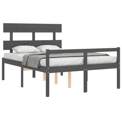 vidaXL Cama de casal para idosos com cabeceira madeira maciça cinzento