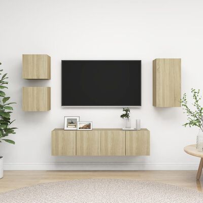 vidaXL 5 pcs conjunto de móveis TV derivados madeira carvalho sonoma