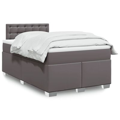 vidaXL Cama boxspring com colchão 120x190 cm couro artificial cinzento