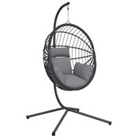 vidaXL Cadeira em forma de ovo suspensa c/ suporte vime/aço cinzento