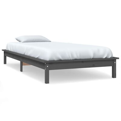 vidaXL Estrutura de cama de solteiro 90x190 cm pinho maciço cinzento