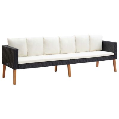 vidaXL 4 pcs conjunto lounge de jardim c/ almofadões vime PE preto