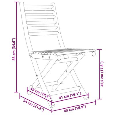 vidaXL Cadeiras de jardim dobráveis 8 pcs 43x54x88 cm bambu