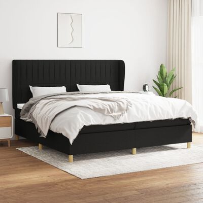 vidaXL Cama com molas/colchão 200x200 cm tecido preto