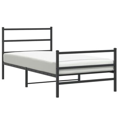 vidaXL Estrutura de cama com cabeceira e pés 100x190 cm metal preto