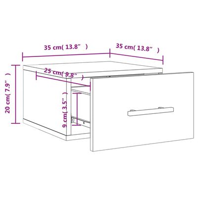 vidaXL Mesa de cabeceira montagem na parede 35x35x20 cm branco