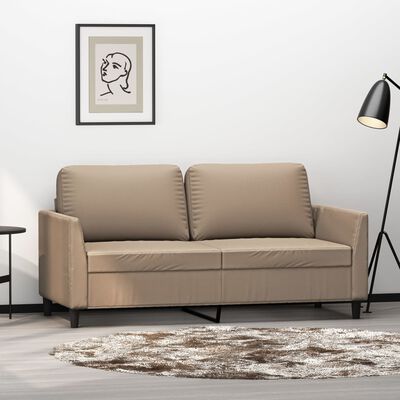 vidaXL Sofá de 2 lugares 140 cm couro artificial cor cappuccino