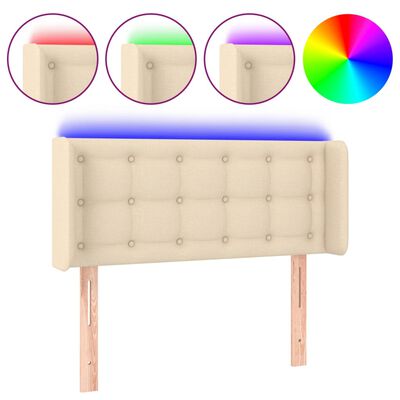 vidaXL Cabeceira de cama c/ luzes LED tecido 83x16x78/88 cm cor creme