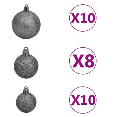 vidaXL Árvore Natal artificial pré-iluminada c/ bolas e pinhas 210 cm