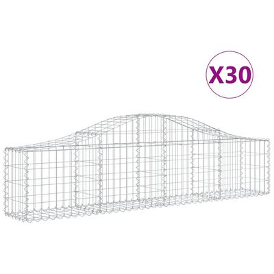 vidaXL Cestos gabião arqueados 30pcs 200x30x40/60 cm ferro galvanizado