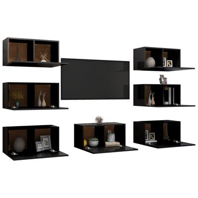 vidaXL Móveis de TV 7 pcs 30,5x30x60 cm derivados de madeira preto