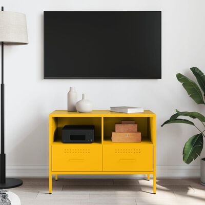 vidaXL Móvel de TV 68x39x50,5 cm aço amarelo mostarda