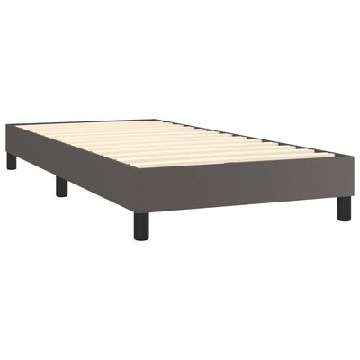 vidaXL Cama box spring c/ colchão/LED 90x190 cm couro artificial cinza