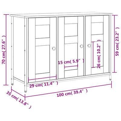 vidaXL Aparador 100x35x70 cm derivados de madeira cinzento sonoma