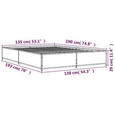 vidaXL Estrutura de cama 135x190 cm derivados madeira/metal