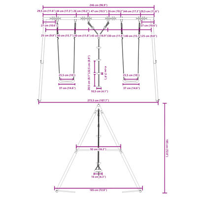 vidaXL Conjunto de baloiço p/ exterior com baloiços e corda de discos