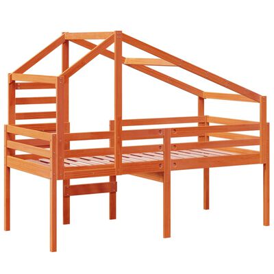 vidaXL Cama alta com telhado 75x190 cm pinho maciço castanho-mel