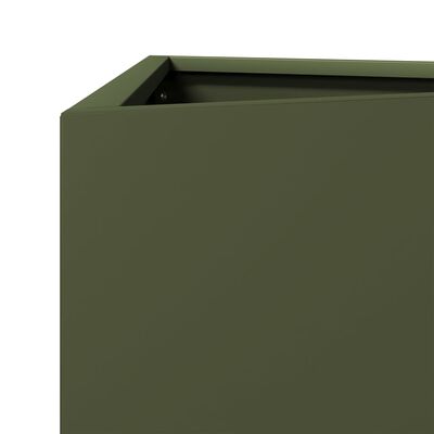 vidaXL Vaso/floreira jardim triangular 30x26x75 cm aço verde-azeitona