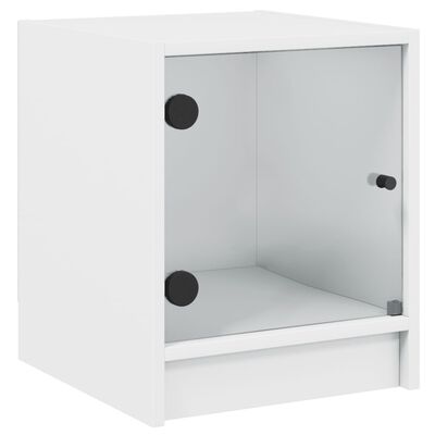 vidaXL Mesa de cabeceira c/ porta de vidro 35x37x42 cm branco