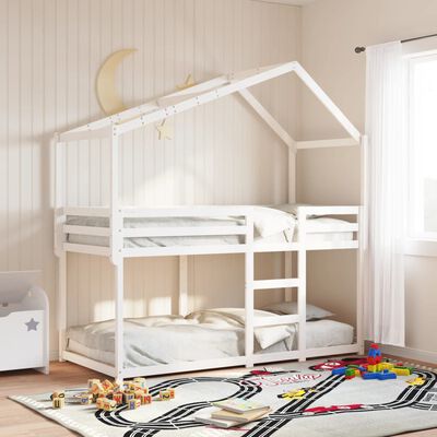 vidaXL Telhado de cama infantil 203x80,5x142 cm pinho maciço branco