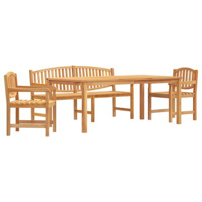 vidaXL 4 pcs conjunto de jantar p/ jardim madeira de teca maciça