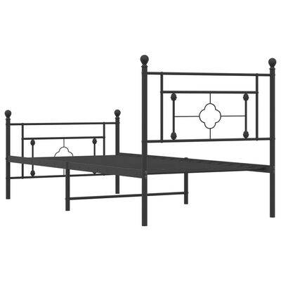 vidaXL Estrutura de cama com cabeceira e pés 100x190 cm metal preto